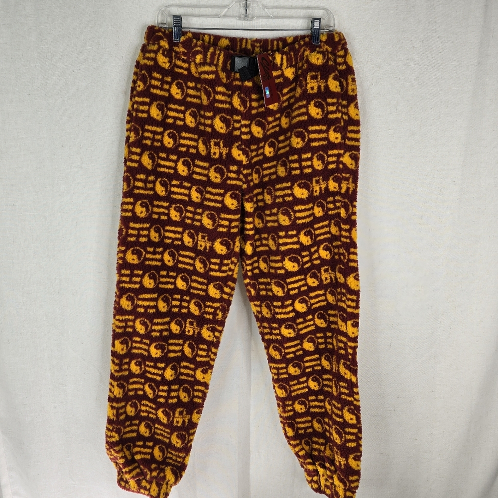 Clot Apparel Mens Medium Sherpa Red Yellow Jogger Pull On Ying Yang Sweatpants